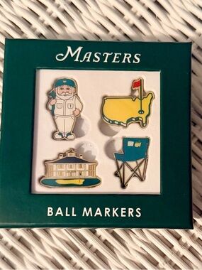 Masters Enamel Golf Ball Marker Set in Green, Yellow, Blue
